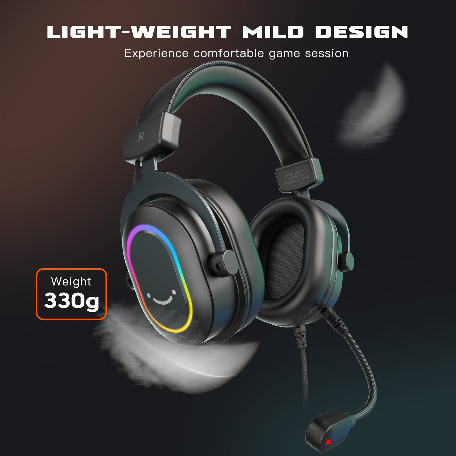 FIFINE AmpliGame H6 Gaming Headset - Wired USB Headphones with Noise-Canceling Microphone, 7.1 Surround Sound for PC, PS4, PS5 | EQ Mode, RGB Lighting, Memory Foam Ear Pads | Perfect for Streaming, Gaming & Online Meetings