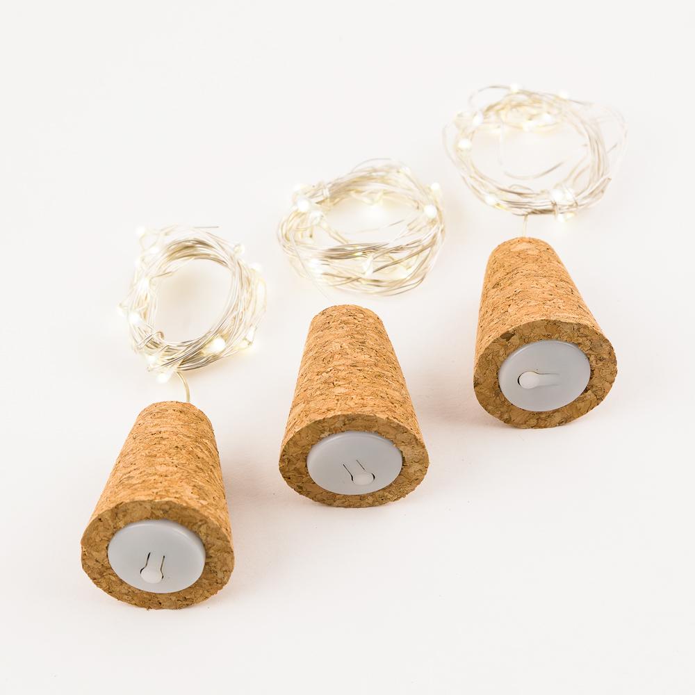 3 Pack Super Bright Warm White LED Battery Operated Wine Bottle Lights with Real Cork - DIY Fairy String Lights for Home, Wedding, Party Decoration - Perfect for Romantic Ambiance, Holiday Decor & Table Centerpieces