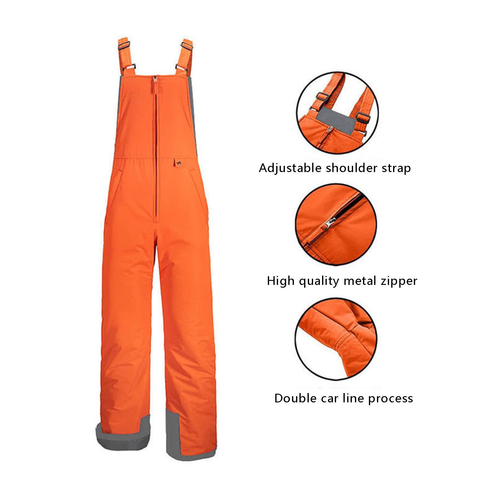 **Women's Waterproof Insulated Snow Bib Overalls - Sleeveless Ski Jumpsuit with Zipper & Pockets for Winter Sports & Outdoor Activities**    **使用场景:** Perfect for skiing, snowboarding, hiking, and other cold-weather adventures.
