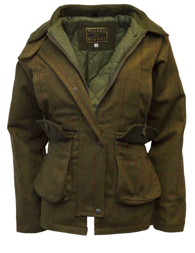 Walker and Hawkes Women's Derby Tweed Shooting Country Jacket - Classic British Style for Outdoor Hunting, Equestrian & Countryside Activities