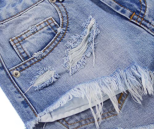 Yollmart Women's High Waisted Raw Hem Denim Shorts - Sexy Distressed Mini Jeans Hot Pants for Summer, Party & Club Wear | Trendy Casual Outfit for Beach, Music Festivals & Night Out
