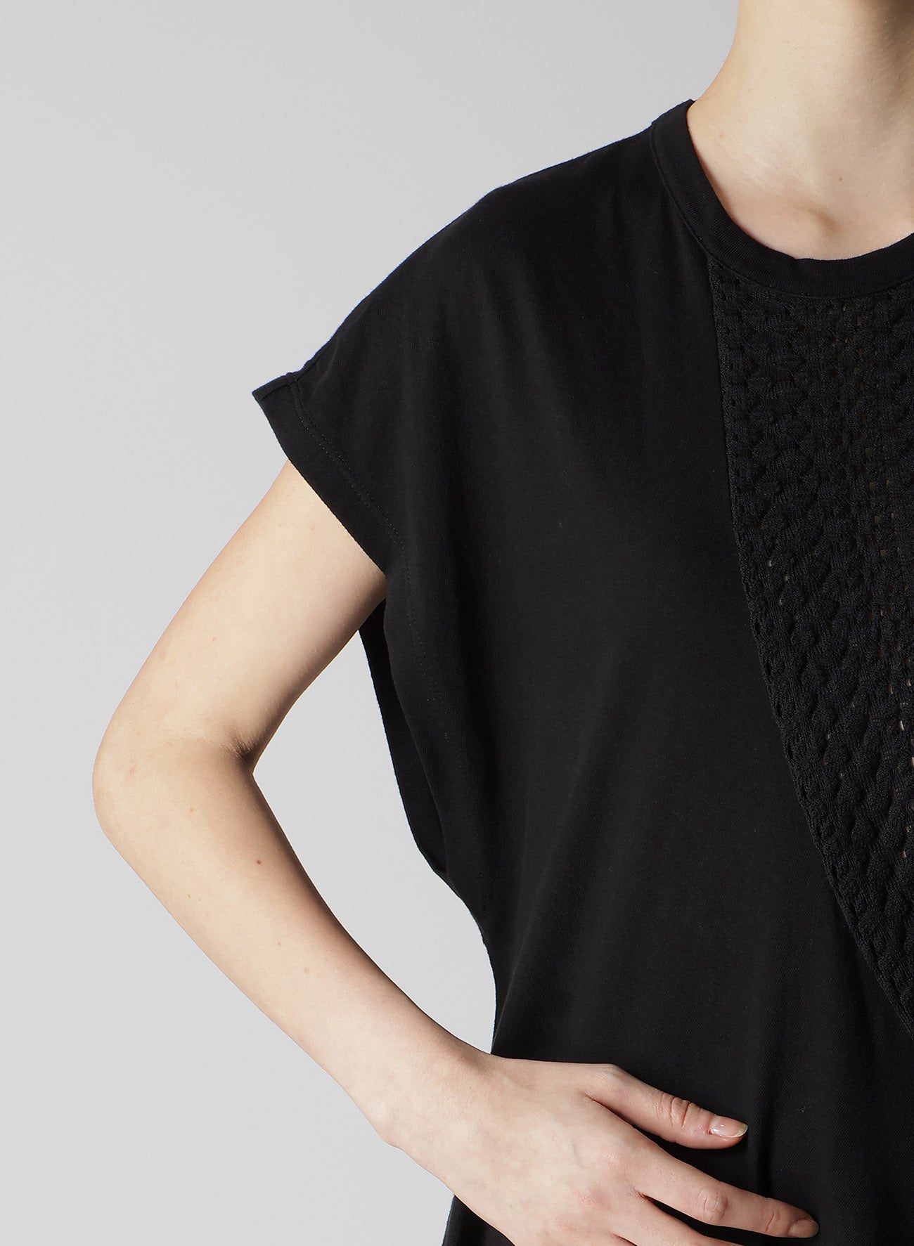 Cotton Jersey & Lace Left Shoulder Drape T-Shirt - Elegant Women's Fashion Top for Casual Wear, Parties & Date Nights