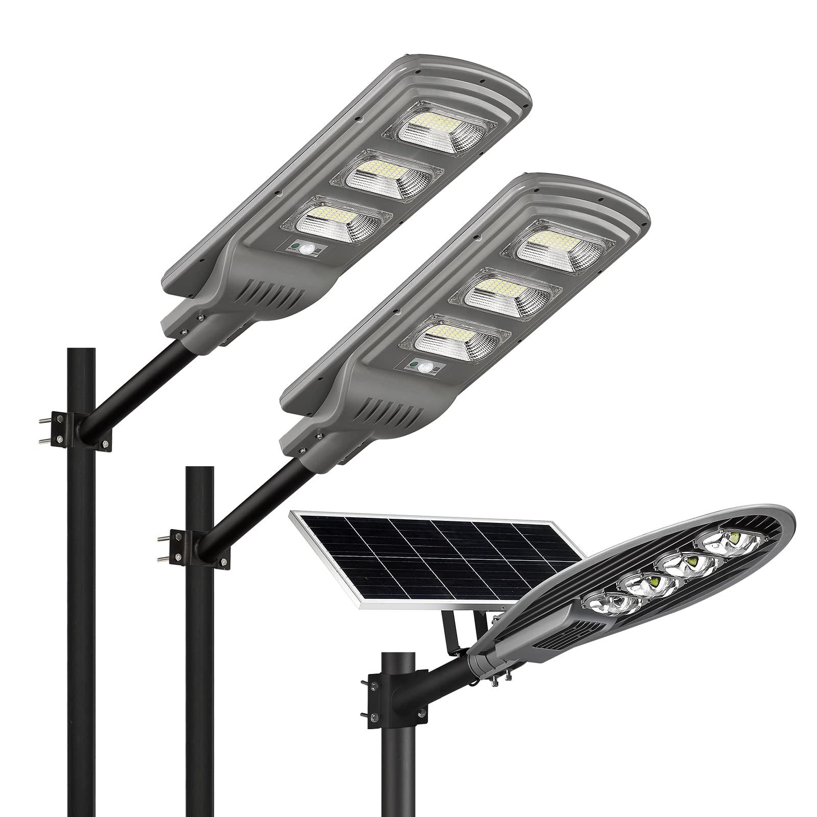 Lovus 6000K Solar Street Lights Outdoor - Waterproof Solar Powered Lamp with Dusk to Dawn Sensor for Garage, Parking Lot, Driveway, Garden & Pathway Lighting