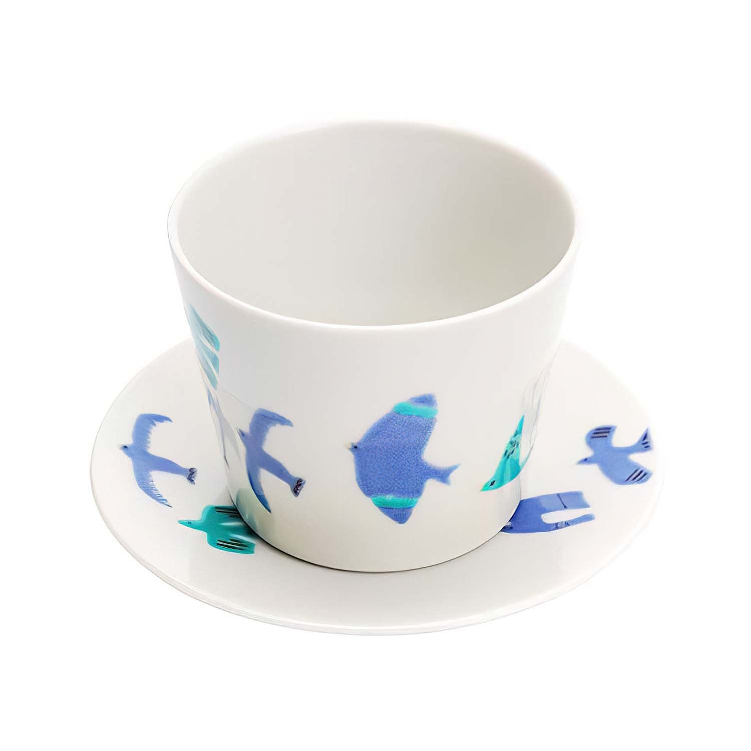 Harekutani Porcelain Blue Bird Tea Cup and Saucer Set - Elegant Japanese Ceramic for Afternoon Tea, Coffee, and Home Decor