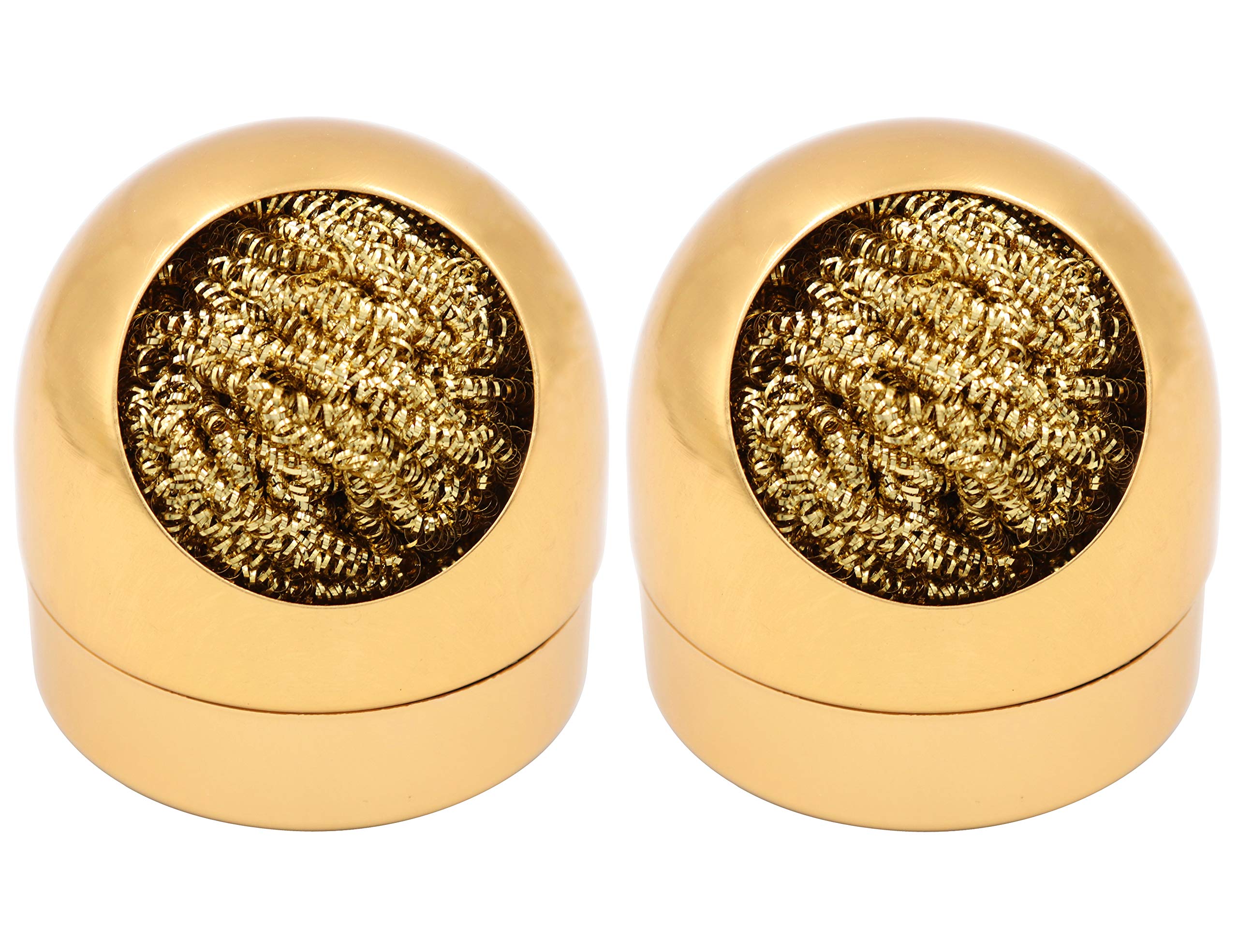 LBY Soldering Iron Tip Cleaner Kit - 2 Pack Golden Wire-Type Cleaning Tool with Holder for Electronics Repair, DIY Projects, and Soldering Maintenance