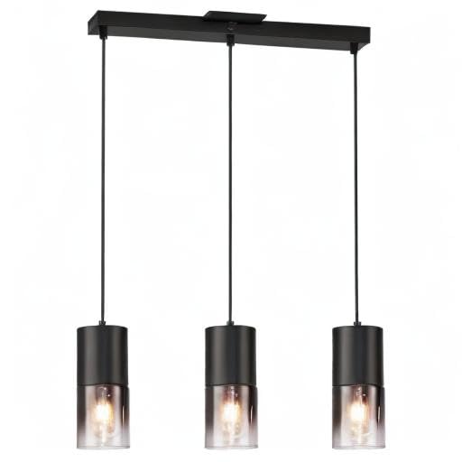 Industrial Black Glass Pendant Light - Farmhouse Kitchen Island Chandelier with 3 E26 Bulbs & 59