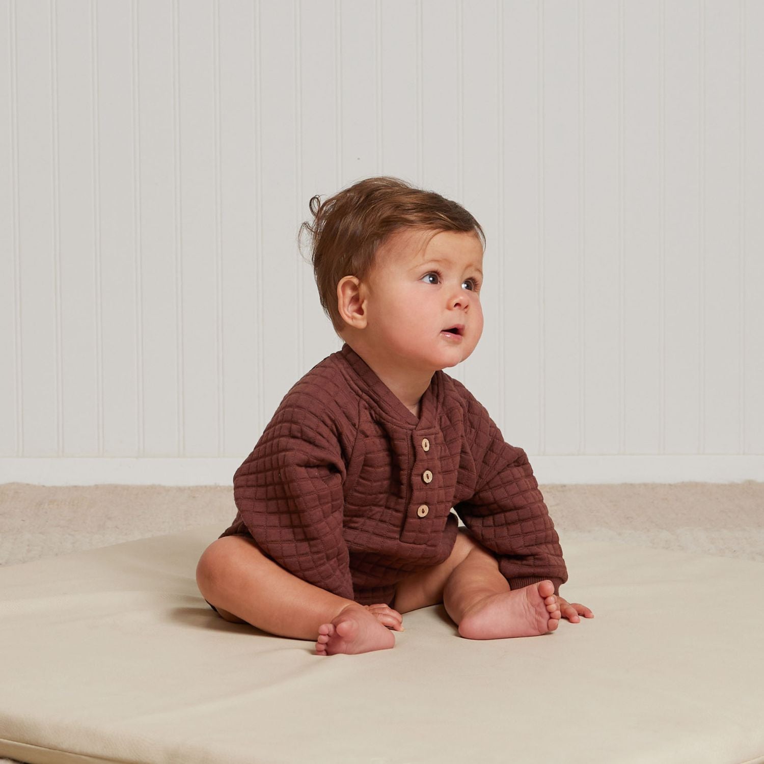 Henley Bubble Romper for Baby Girls | Soft Plum Cotton Jumpsuit | Final Sale | Perfect for Playdates, Photoshoots & Everyday Comfort