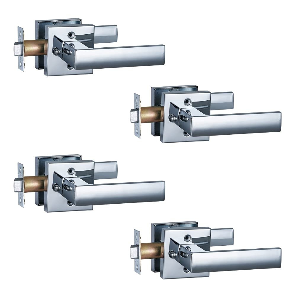 HISAFE Heavy Duty Door Lever - 4 Pack, Chrome Finish for Hall & Closet Doors