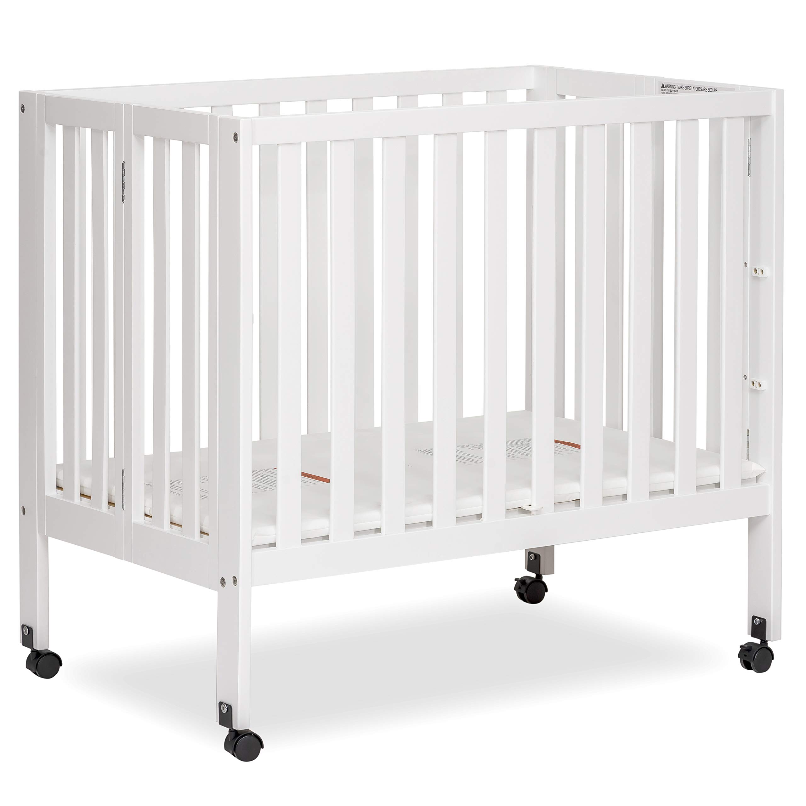 Dream On Me Jett Non-Full Size Folding Convertible Crib - Lightweight Portable Baby Crib with 3 Adjustable Mattress Heights | Easy Fold Travel Crib for Nursery & On-the-Go | Includes 1.5