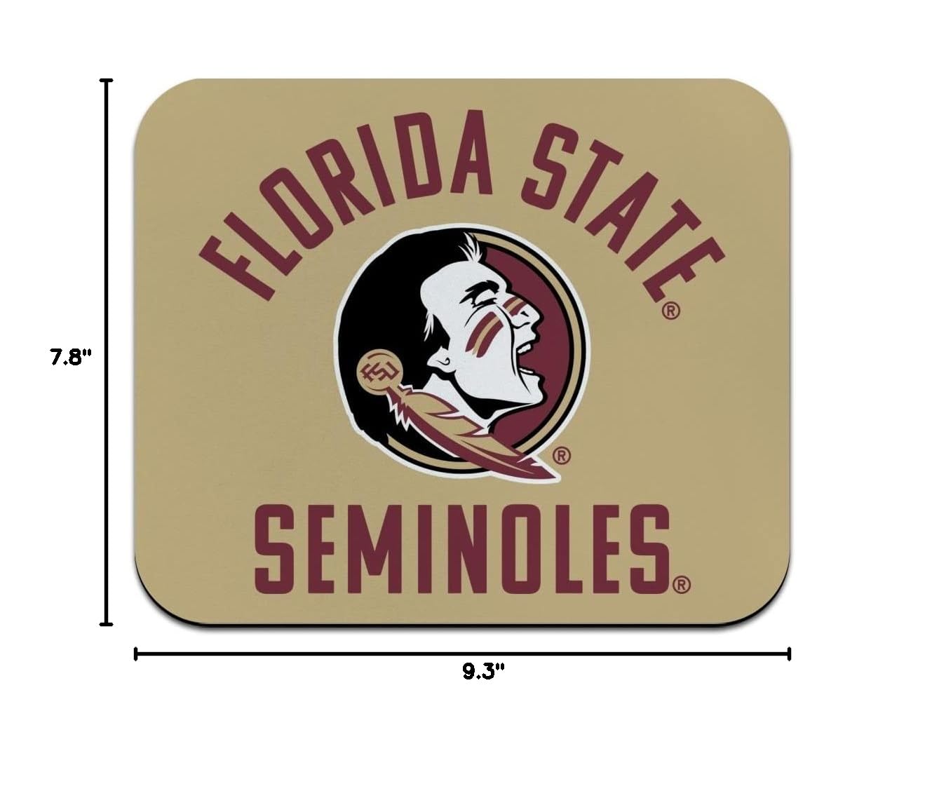 Florida State Seminoles Low Profile Thin Gaming Mouse Pad - Non-Slip Rubber Base for PC, Laptop, Office & Home Use - Perfect for Gamers, Work & Study