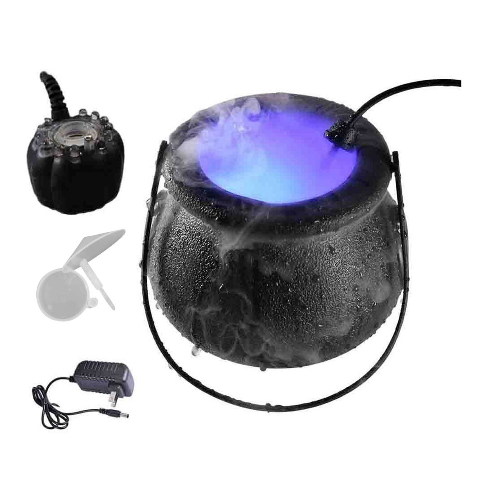Halloween Witches Cauldron with Fog & LED Lights - Mist Maker Fogger with 12 Colorful LEDs - Spooky Witch Pot for Home Decor, Halloween Party & Haunted House Decorations (Black) - Perfect for Indoor/Outdoor Halloween Displays & Themed Events
