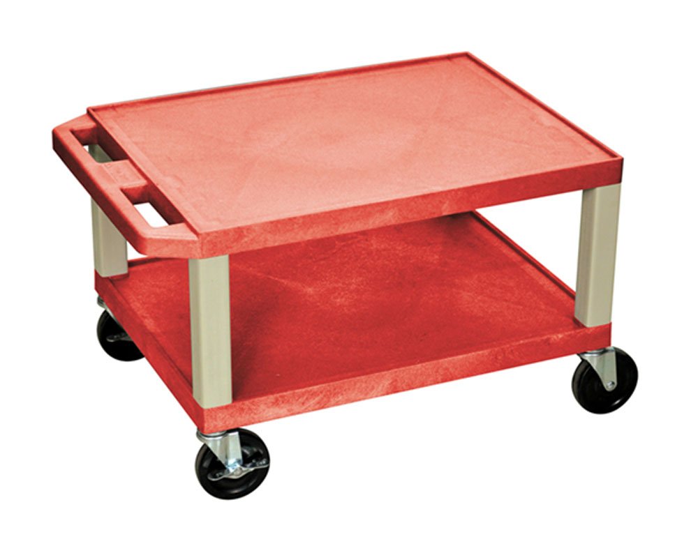 LUXOR WT16R 16-Inch AV Cart with Two Shelves - Putty Legs, Multi-Purpose Storage Stand for Projector, TV, Laptop, Computer & Printer - 24
