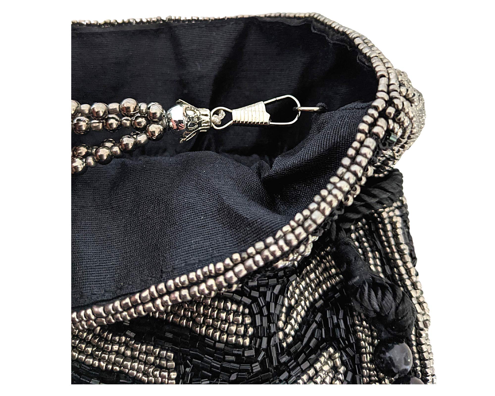 Handmade Indian Potli Bags for Wedding - Zebra Print Beaded Drawstring Purse Wristlet for Women | Boho Clutch for Bridal Shower, Festival & Special Occasions