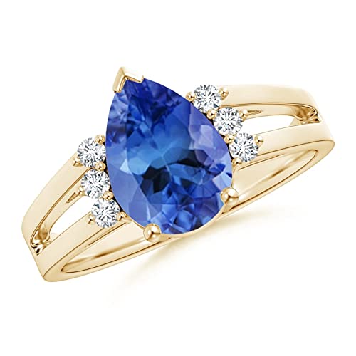 10x7mm Pear Tanzanite Ring with Triple Diamond Accents - December Birthstone Jewelry for Women | Elegant Anniversary & Birthday Gift | Perfect for Evening Events, Romantic Dates, Holiday Parties & Everyday Wear | Ideal for Proposals, Weddings, Christmas Gifts & Office Wear | Stunning for Date Nights, Cocktail Parties, Bridal Showers & Special Occasions