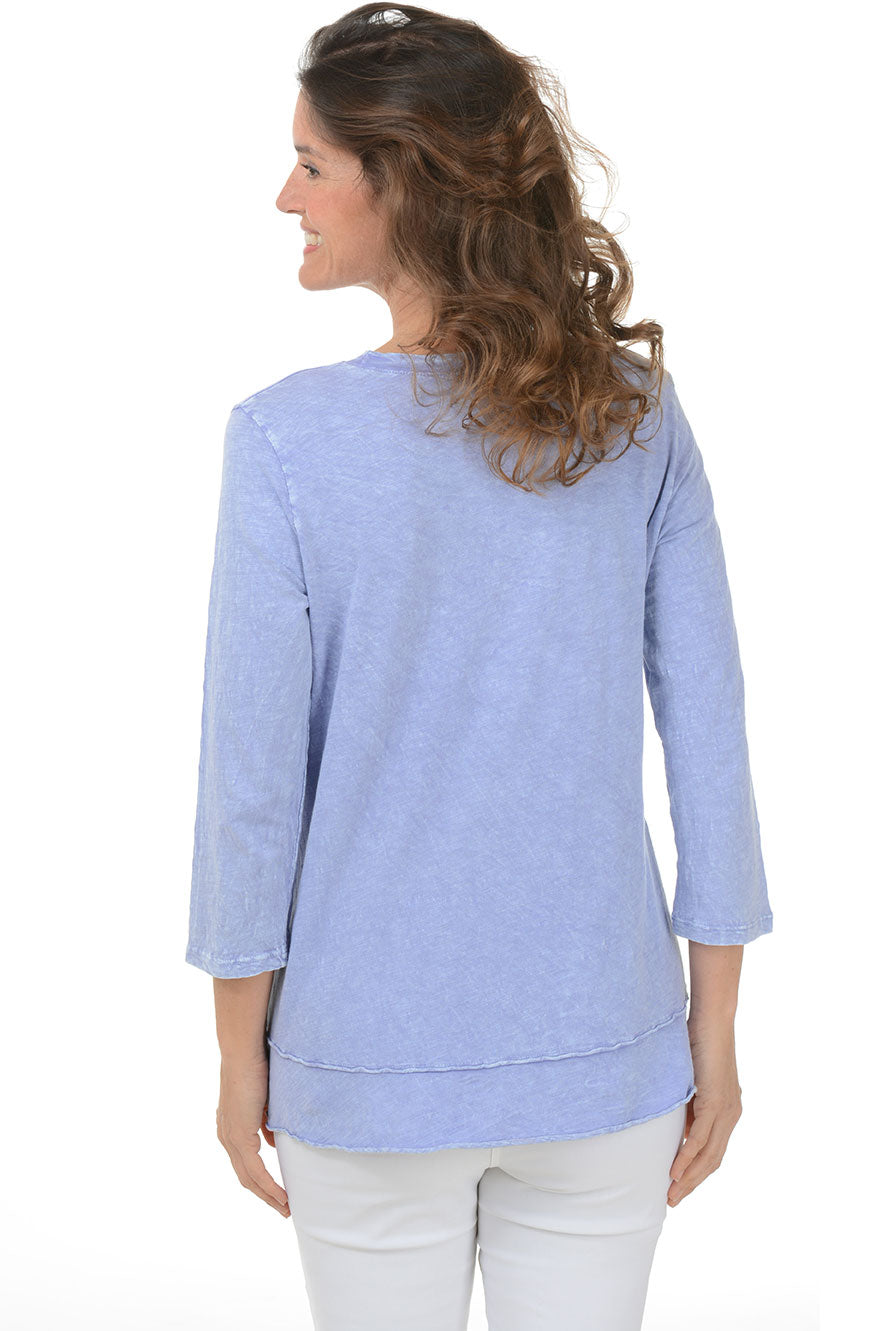 Field Notes Mineral Wash Ruffle Knit Top for Women - Vintage Style Casual Blouse with Ruffles - Perfect for Spring Outfits, Date Nights & Boho Fashion