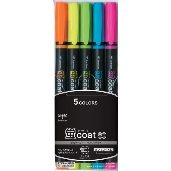 Kei Coat Highlighter Set by Tombow - 6 Vibrant Colors for Bible Journaling, Note Taking & Art Projects - Premium Dual-Tip Highlighters for Students & Professionals
