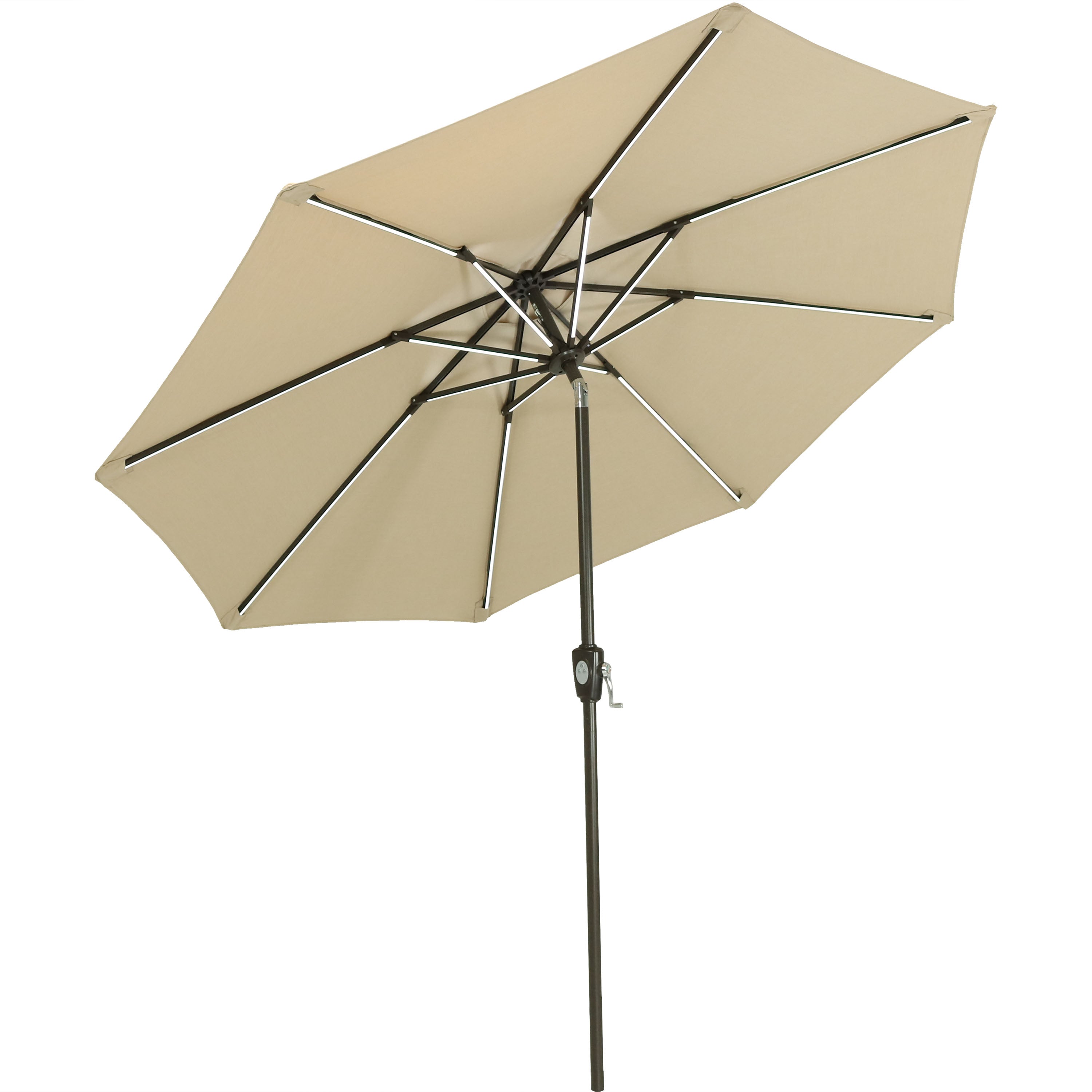 Sunnydaze 9-Foot Solar-Powered Patio Umbrella with Push Button Tilt & Crank - Perfect for Outdoor Dining, Poolside Lounging, and Backyard Relaxation