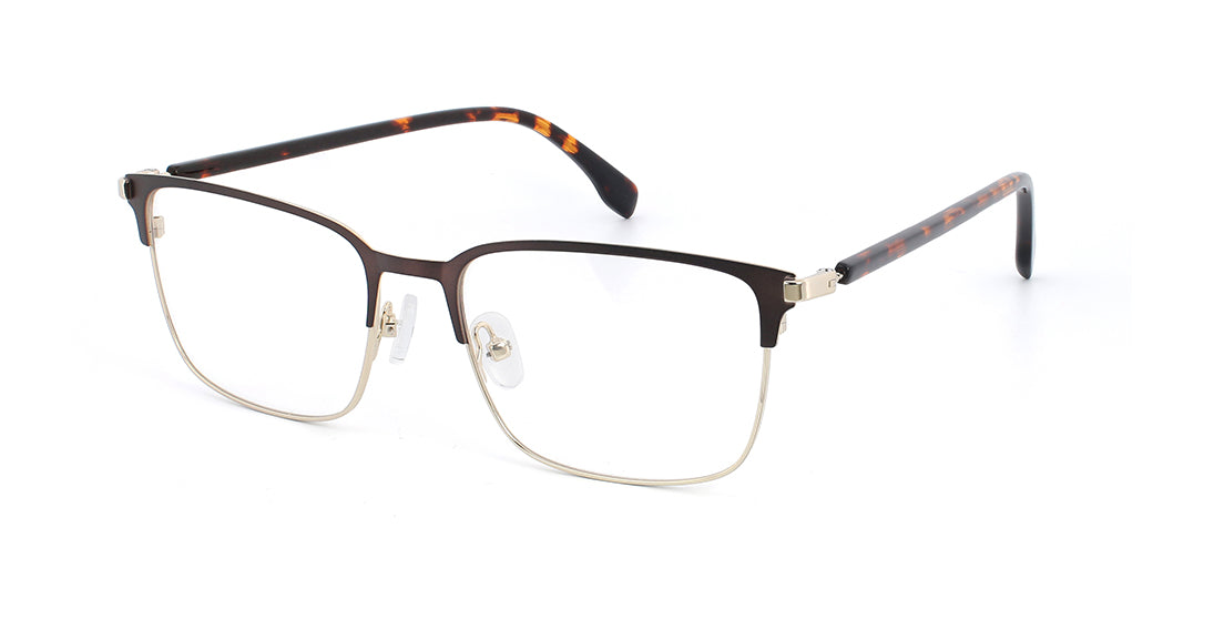Stylish Metallic Rectangular Browline Glasses for Men & Women - MT 35695 - Perfect for Reading, Driving & Fashion Accessories