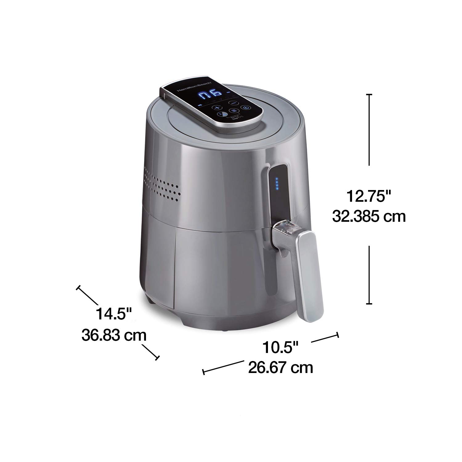 Hamilton Beach 2.5L Digital Air Fryer with Timer & Temperature Control, Gray (35051) - Healthy Oil-Free Cooking for Family Meals, Snacks & Appetizers