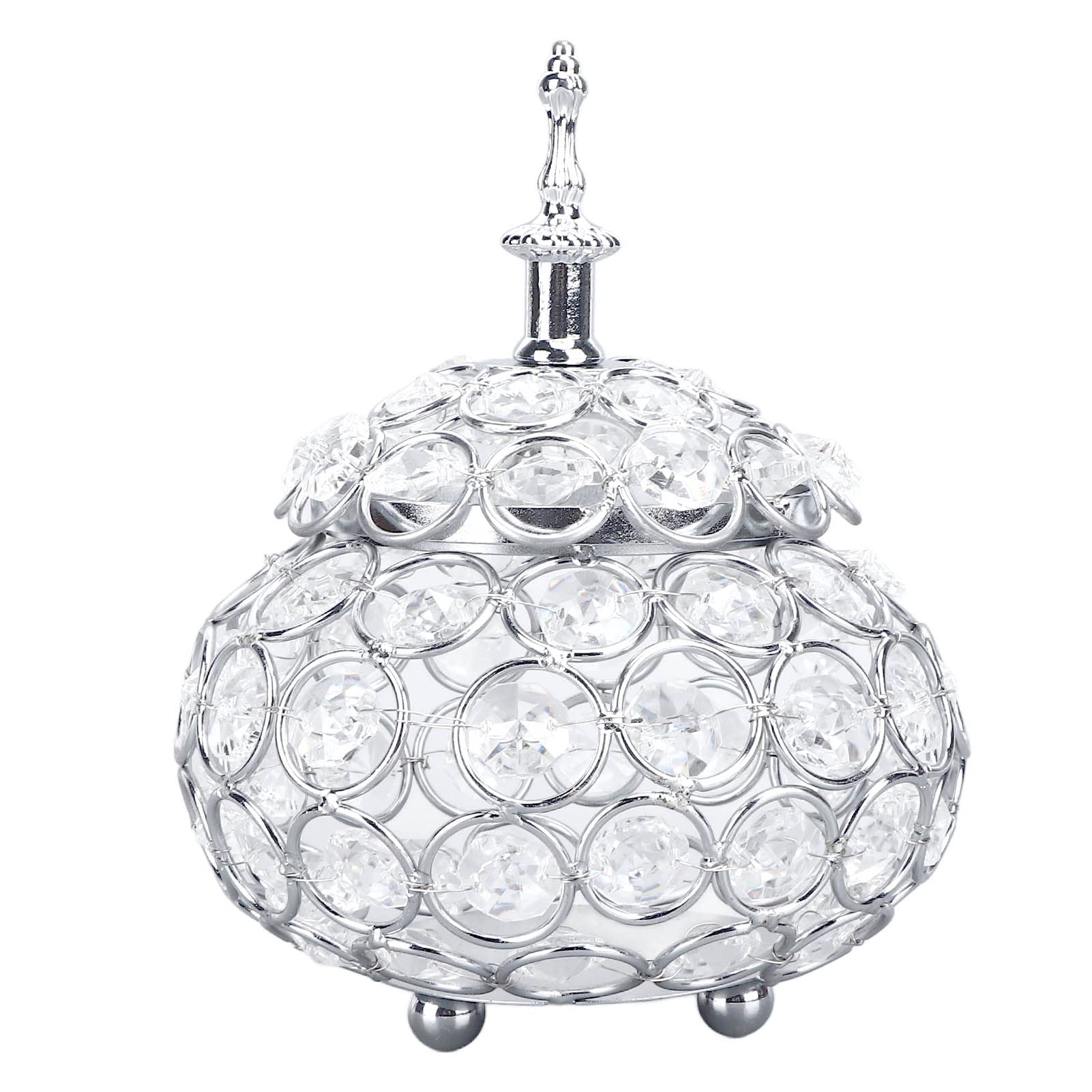 KUNOVO Elegant Crystal Jewelry Box with Lid - Gold/Silver Electroplated Wrought Iron Jewelry Organizer for Rings, Necklaces & Bracelets - Perfect for Wedding Gifts, Bridal Shower & Home Storage