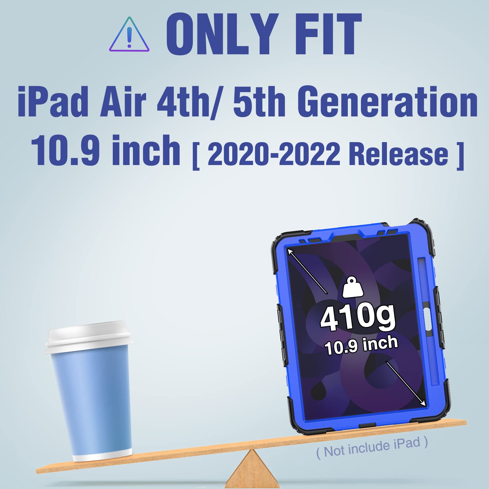 Premium iPad Air 5th/4th Generation Case 10.9 inch - Heavy Duty Protective Cover with Built-in Screen Protector, Rotating Stand, Pencil Holder & Adjustable Shoulder Strap (Dark Blue) - Perfect for Work, Travel & School Use