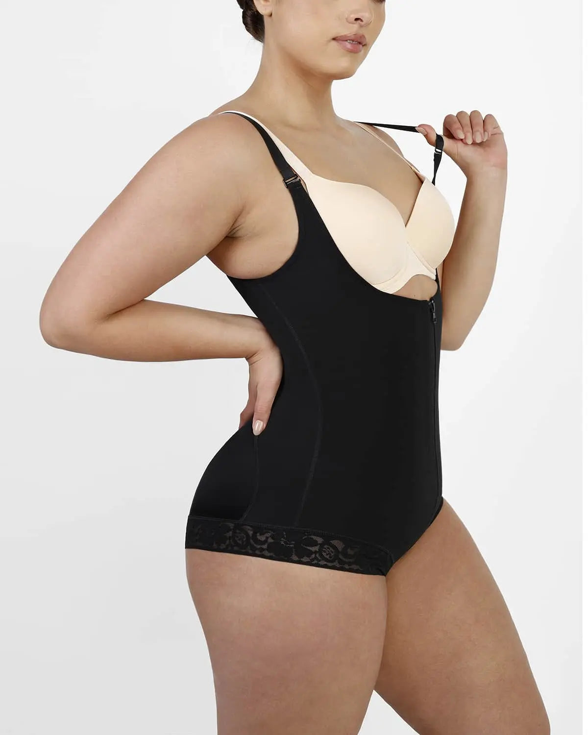AirSlim® Lace Zipper Open Bust Shapewear for Women - Slimming Bodysuit with Adjustable Straps for Tummy Control & Waist Cincher - Perfect for Wedding, Evening Dresses & Special Occasions