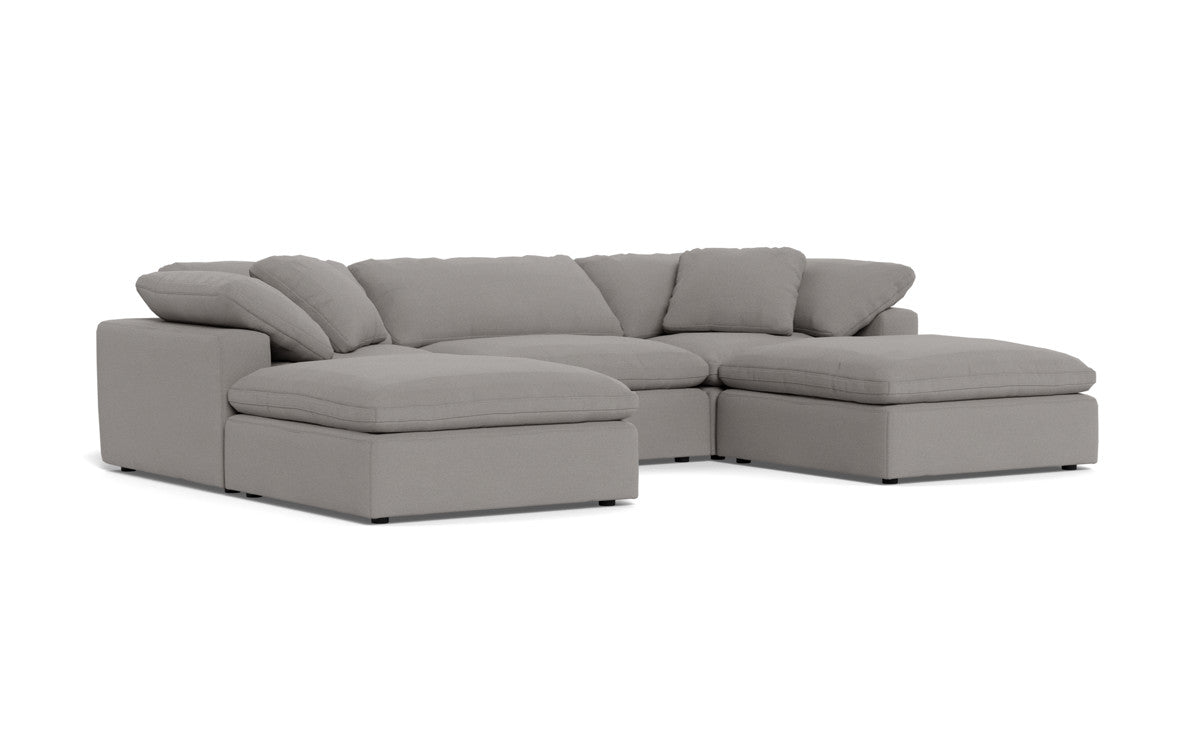Fluffy 3-Piece Sofa Set with Double Ottoman - Soft and Comfortable Living Room Furniture for Small Spaces, Apartment, Dorm or Lounge Area