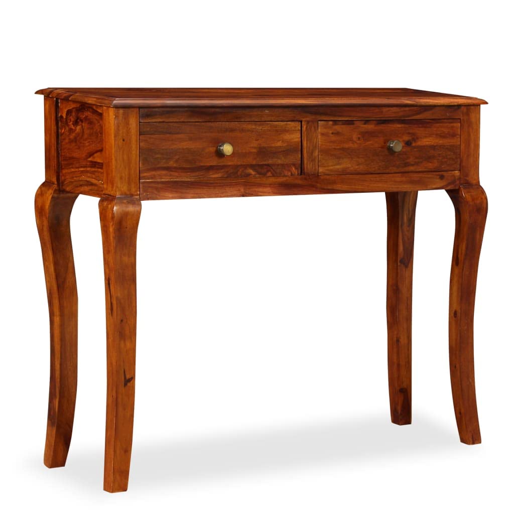 Solid Sheesham Wood Console Table with 2 Drawers - 35.4