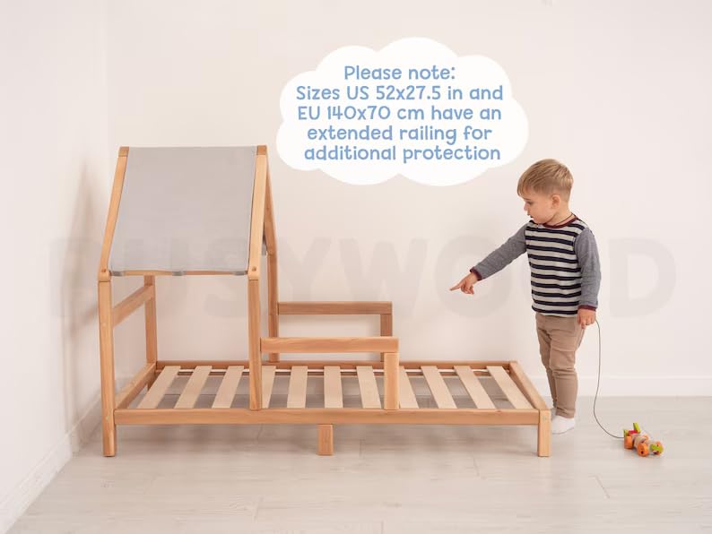 Montessori Toddler Bed Frame - Low Profile Twin House Bed for Kids Room & Play Area
