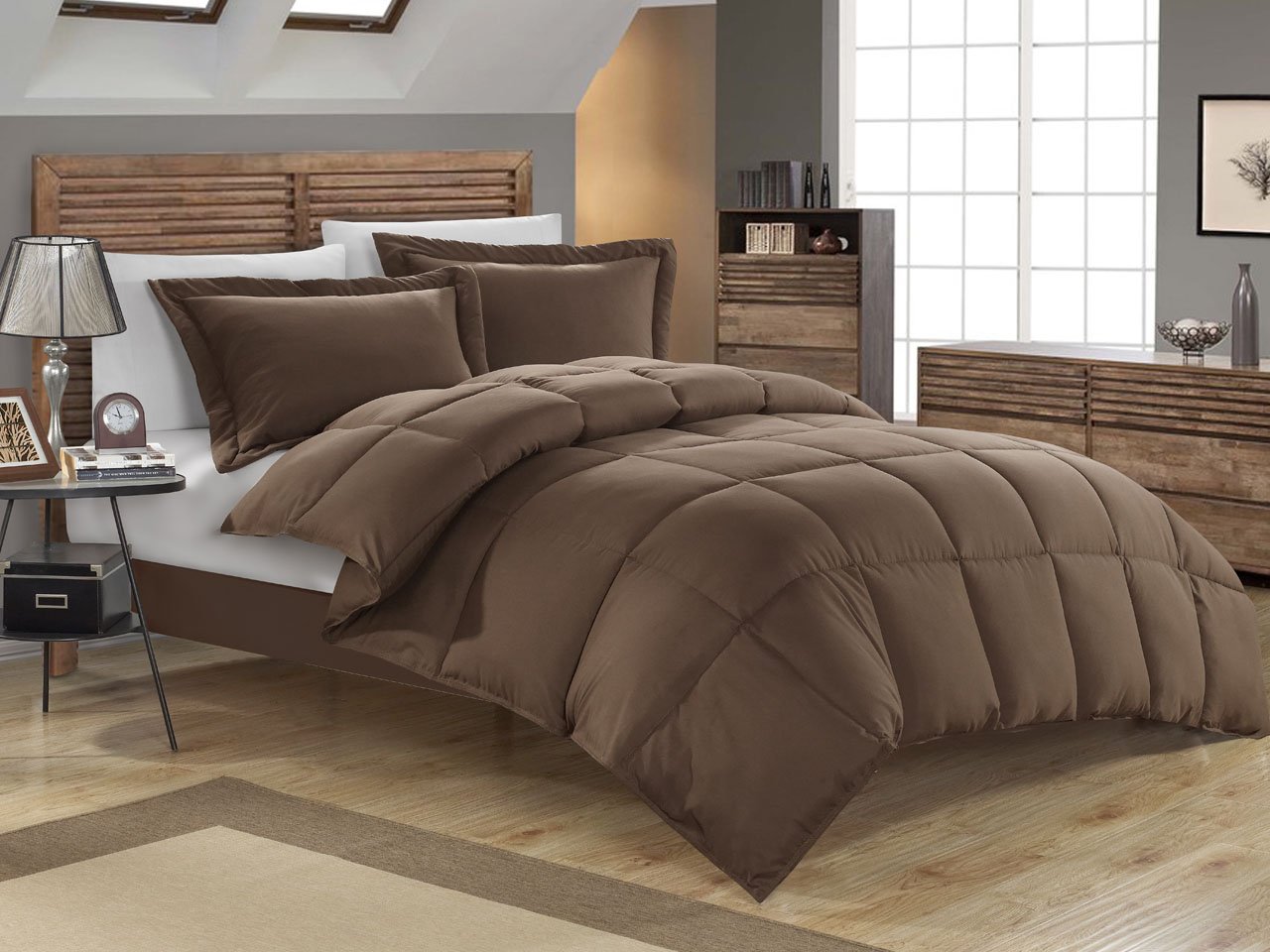 KingLinen® Chocolate Brown Down Alternative Comforter Set - Twin Size Hypoallergenic & Breathable Bedding - Perfect for Allergy Sufferers & Cozy Bedroom Decor