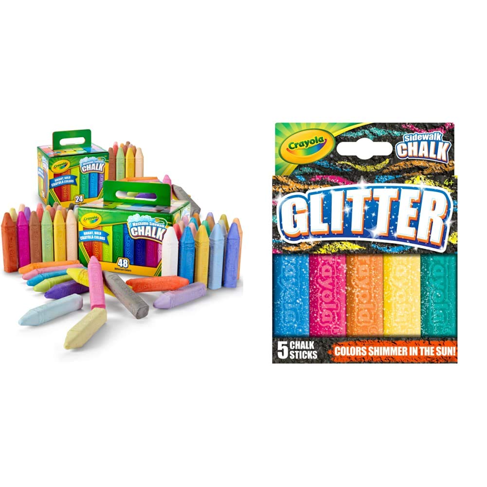 Crayola Washable Sidewalk Chalk Set - 72 Vibrant Colors Non-Toxic Outdoor Chalk for Kids with Glitter - Perfect for Summer Sidewalk Art, Driveway Games & Outdoor Play - Amazon Exclusive