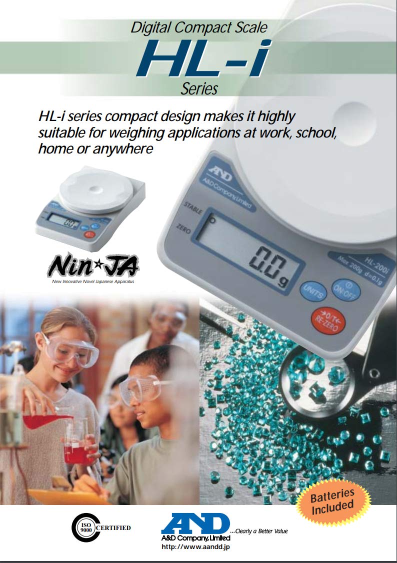 A&D HL-200i Compact Digital Scale - Portable Precision Weighing for Jewelry, Food, and Postal Packages | Perfect for Home, Kitchen, and Small Business Use