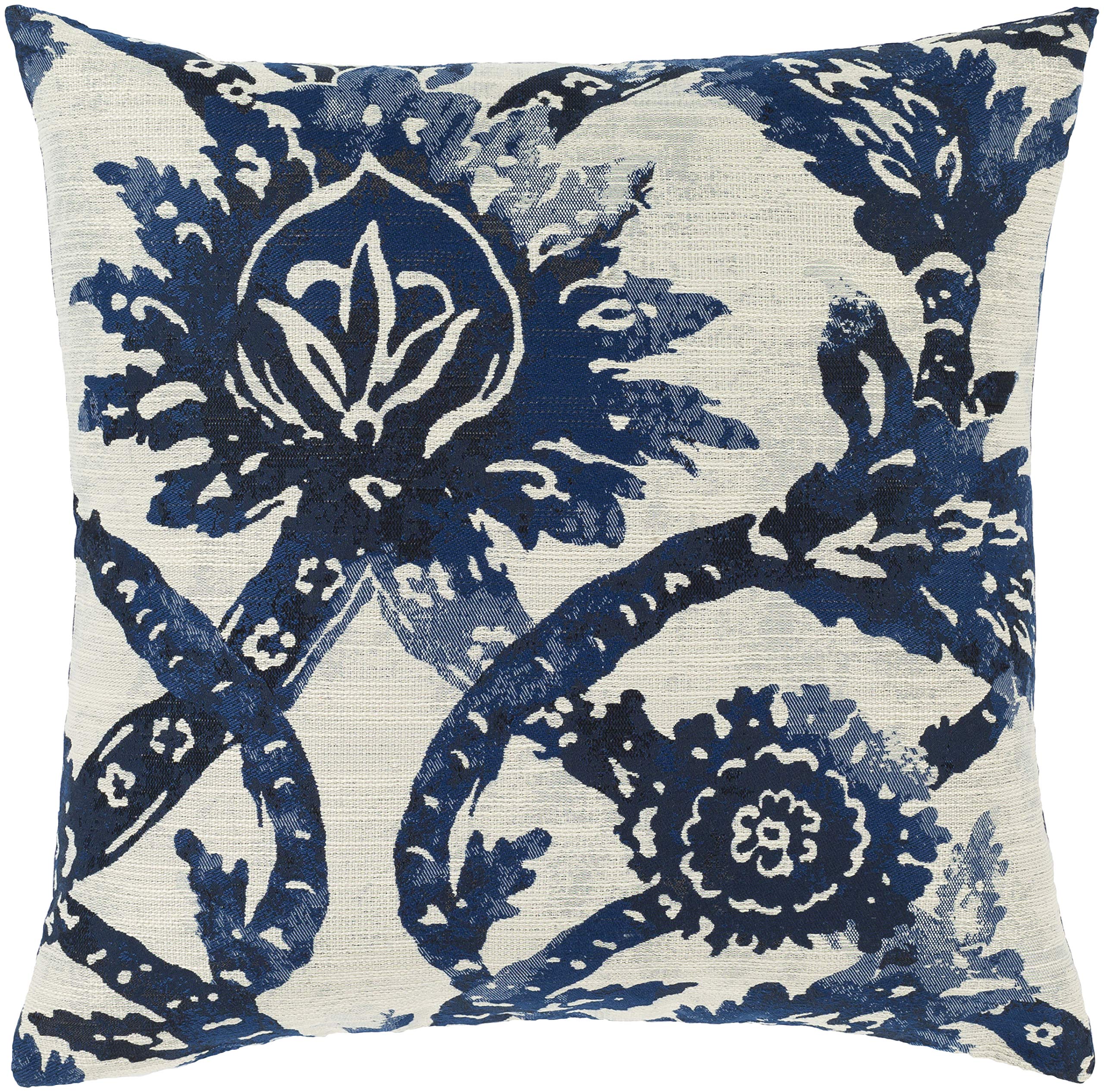 Livabliss Killian Decorative Throw Pillows 20x20 Inches - Bright Blue, Navy, Ivory Covers for Sofa, Bed & Home Decor