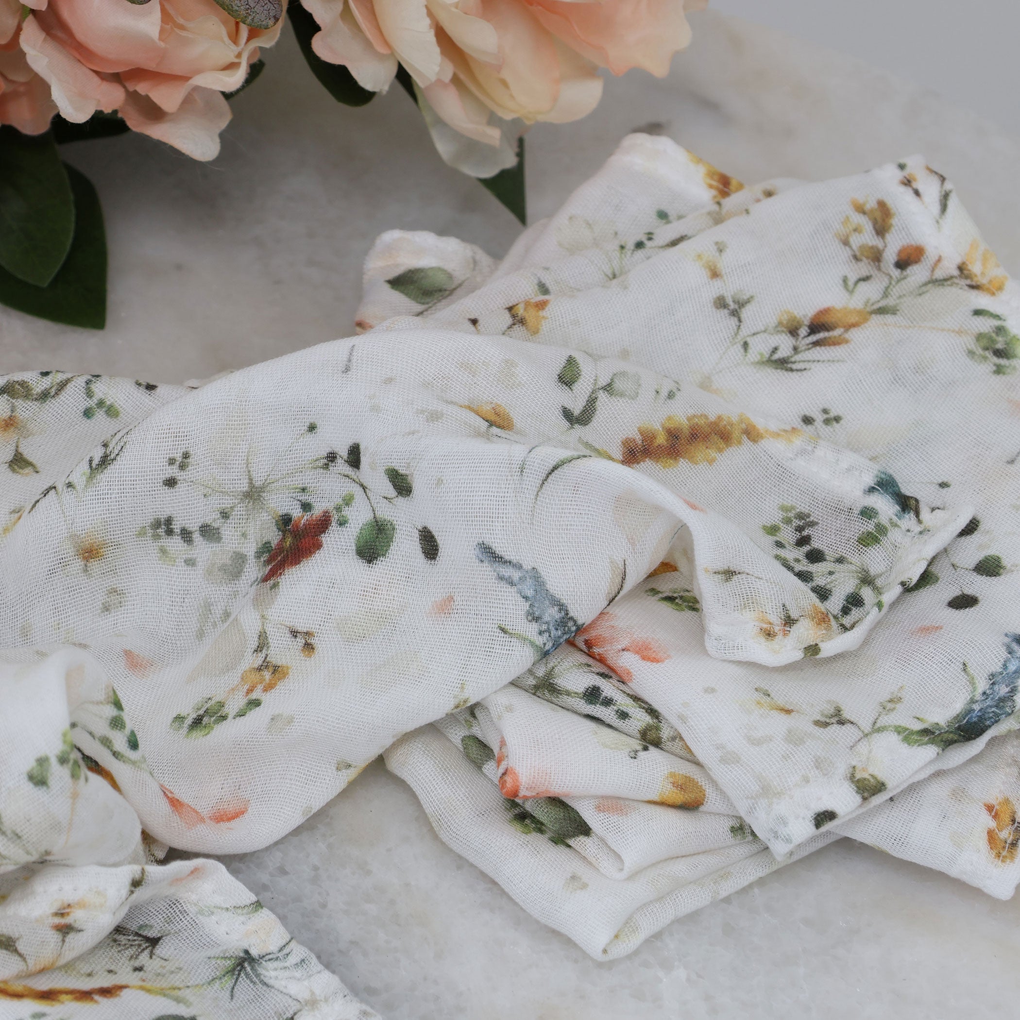 Organic Bamboo Muslin Face Cloths 6-Pack - Soft & Eco-Friendly Reusable Makeup Remover Wipes for Sensitive Skin - Perfect for Baby Care, Makeup Removal & Daily Cleansing