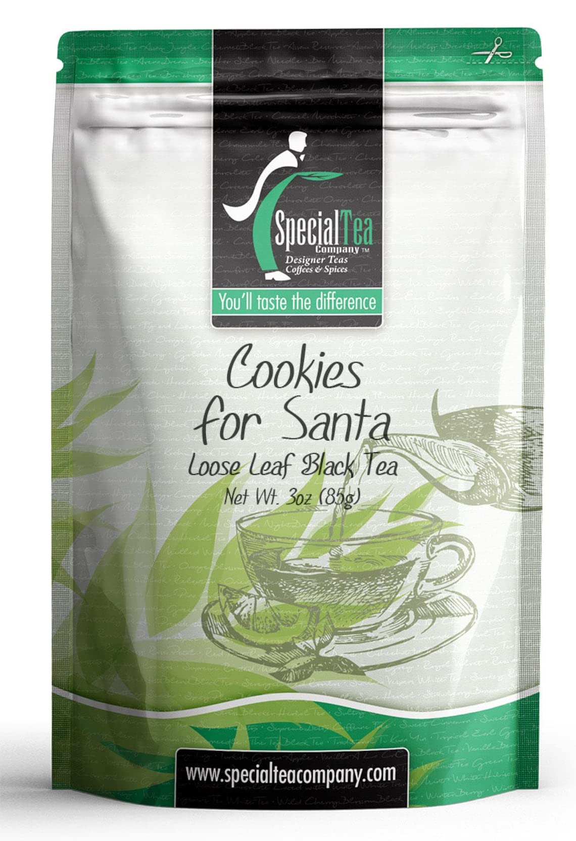 Premium Santa-Themed Loose Leaf Black Tea - 3 Ounce Bag | Perfect for Christmas Gifts, Holiday Parties & Cozy Winter Evenings