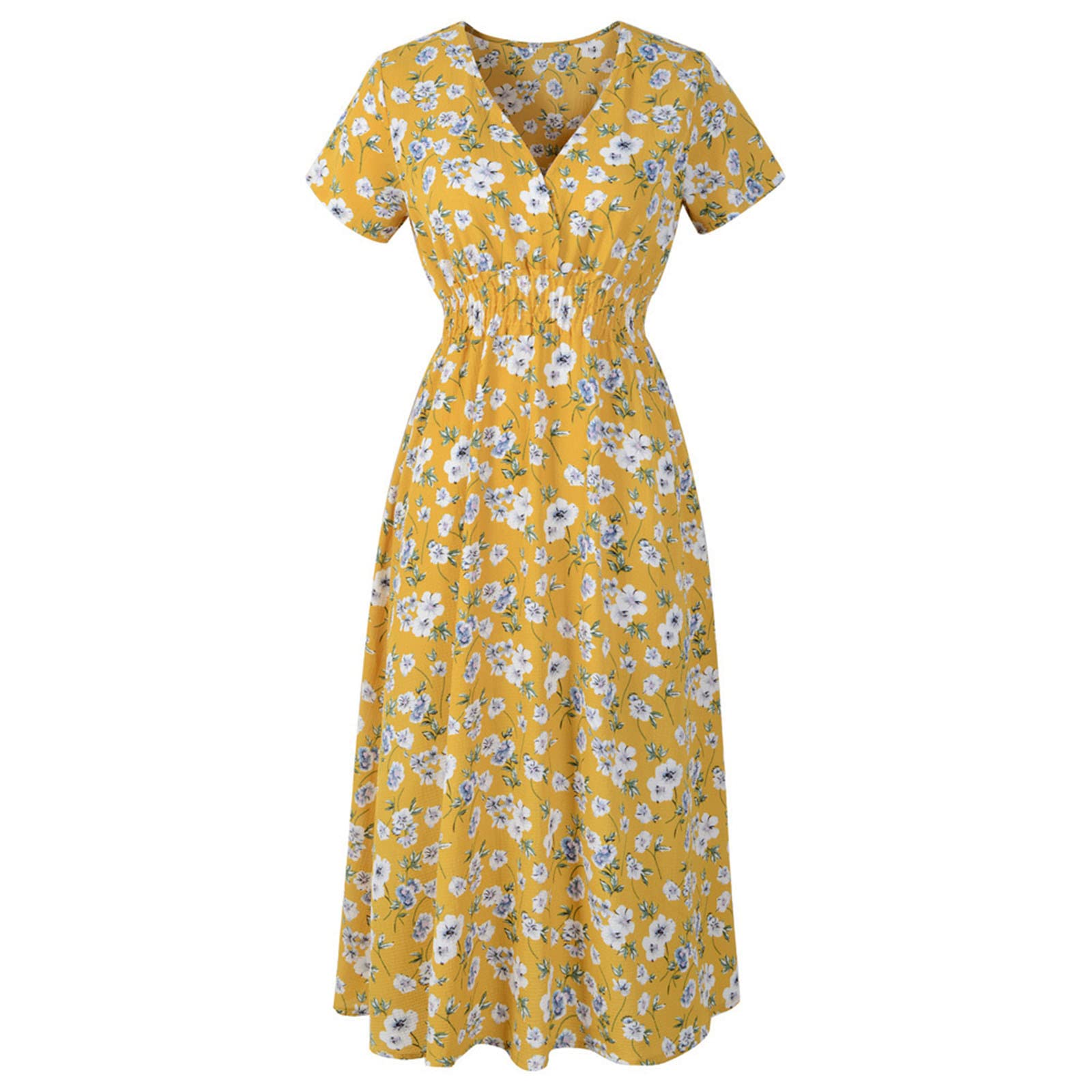 Peqiut Women's Plus Size Casual V-Neck Sleeveless Floral Print Sundress with Pockets - Perfect for Wedding Guest Outfits, Beach Vacations & Summer Parties