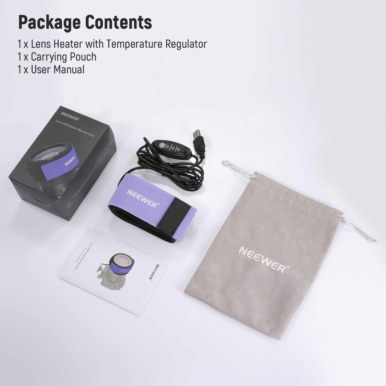 NEEWER HW 28 USB Camera Lens Warmer - Anti-Fog Heating Pad for DSLR & Mirrorless Lenses in Cold Weather Photography & Videography
