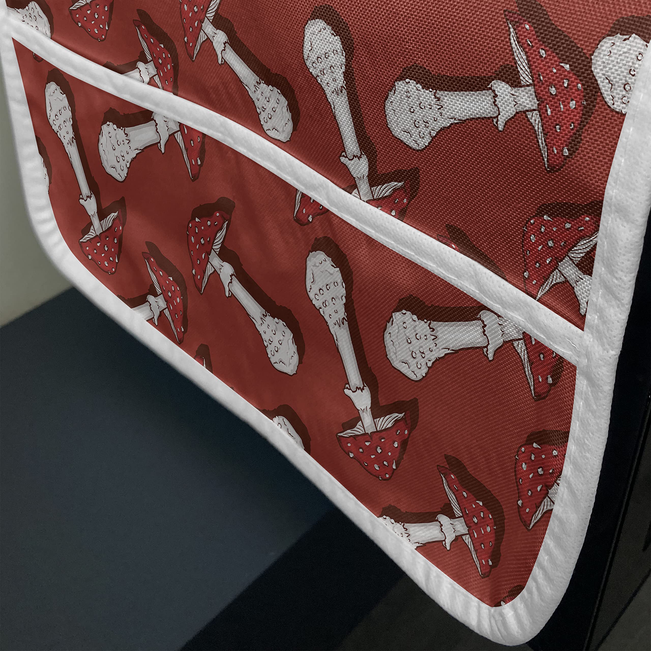 Ambesonne Waterproof Microwave Cover with Pockets - Autumn Mushroom Forest Design Featuring Amanita Muscaria - 36
