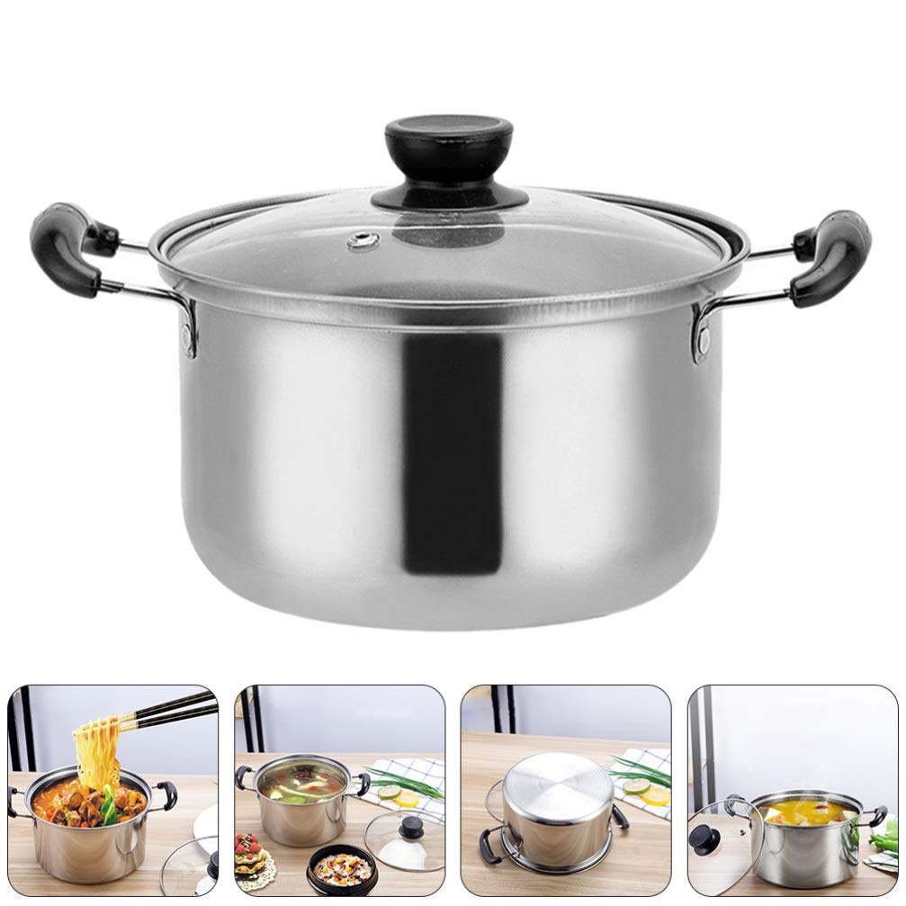 Premium Cabilock Induction Stock Pot - 8 Quart Stainless Steel Soup Pot with Lid - Heavy Duty Kitchen Cookware for Boiling, Steaming & Slow Cooking - Perfect for Soups, Stews, Hot Pot & Meal Prep (Silver)