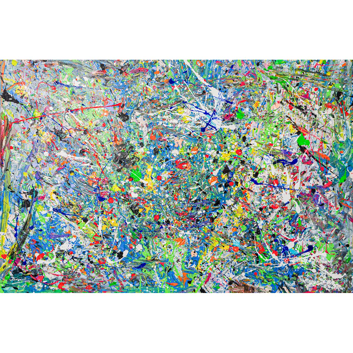 Cielo Fiorito Acrylic Action Painting - Abstract Floral Artwork for Home Decor, Office & Gift Ideas