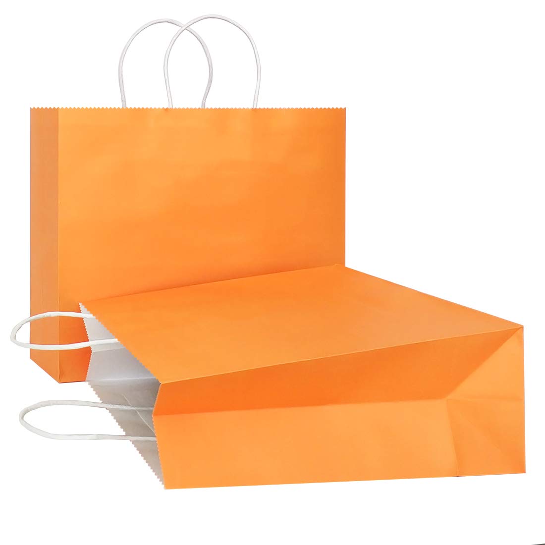 AZOWA Large Kraft Paper Gift Bags with Handles - 12.5 x 4.7 x 10.2 Inches, Orange, 12 Pack - Perfect for Birthday Parties, Weddings & Holiday Gift Wrapping