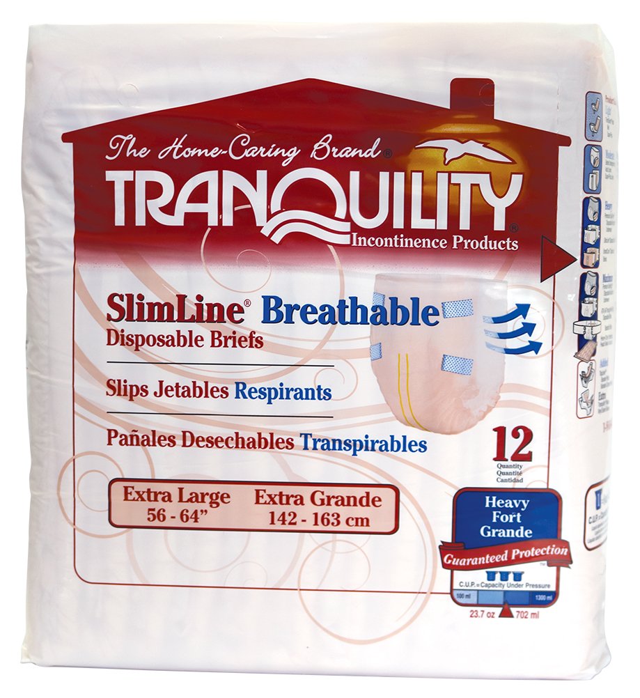 Tranquility Slimline Original Adult Disposable Briefs - XL Size (72 Count) - Premium Incontinence Protection for Day & Night Use - Ideal for Travel, Home Care, and Hospital Use