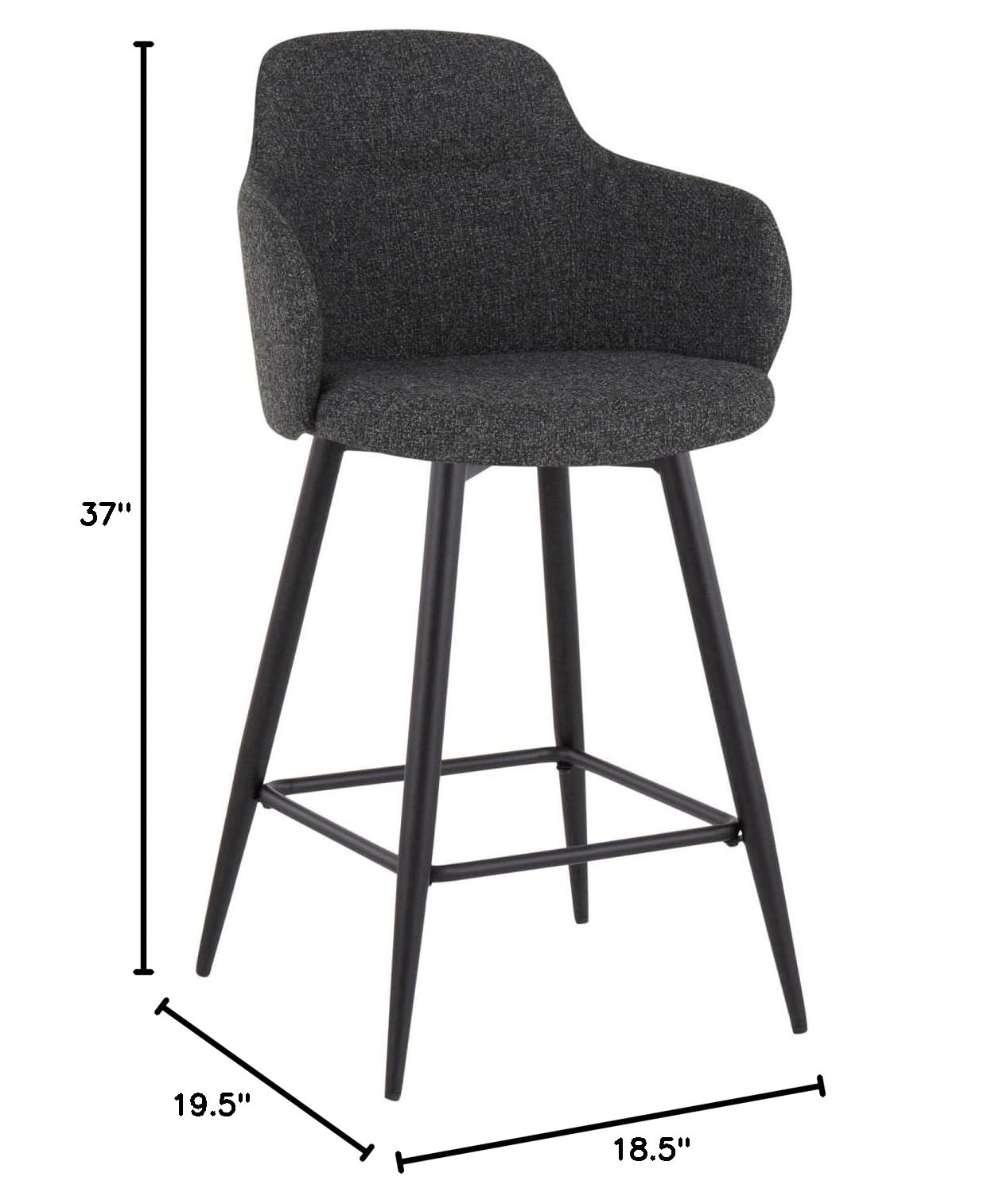 LumiSource Boyne Counter Stools - Set of 2 Kitchen Island Bar Stools, Counter Height Chairs for Kitchen Counter, Durable & Stylish Bar Stools for Home, Office, and Cafe Use