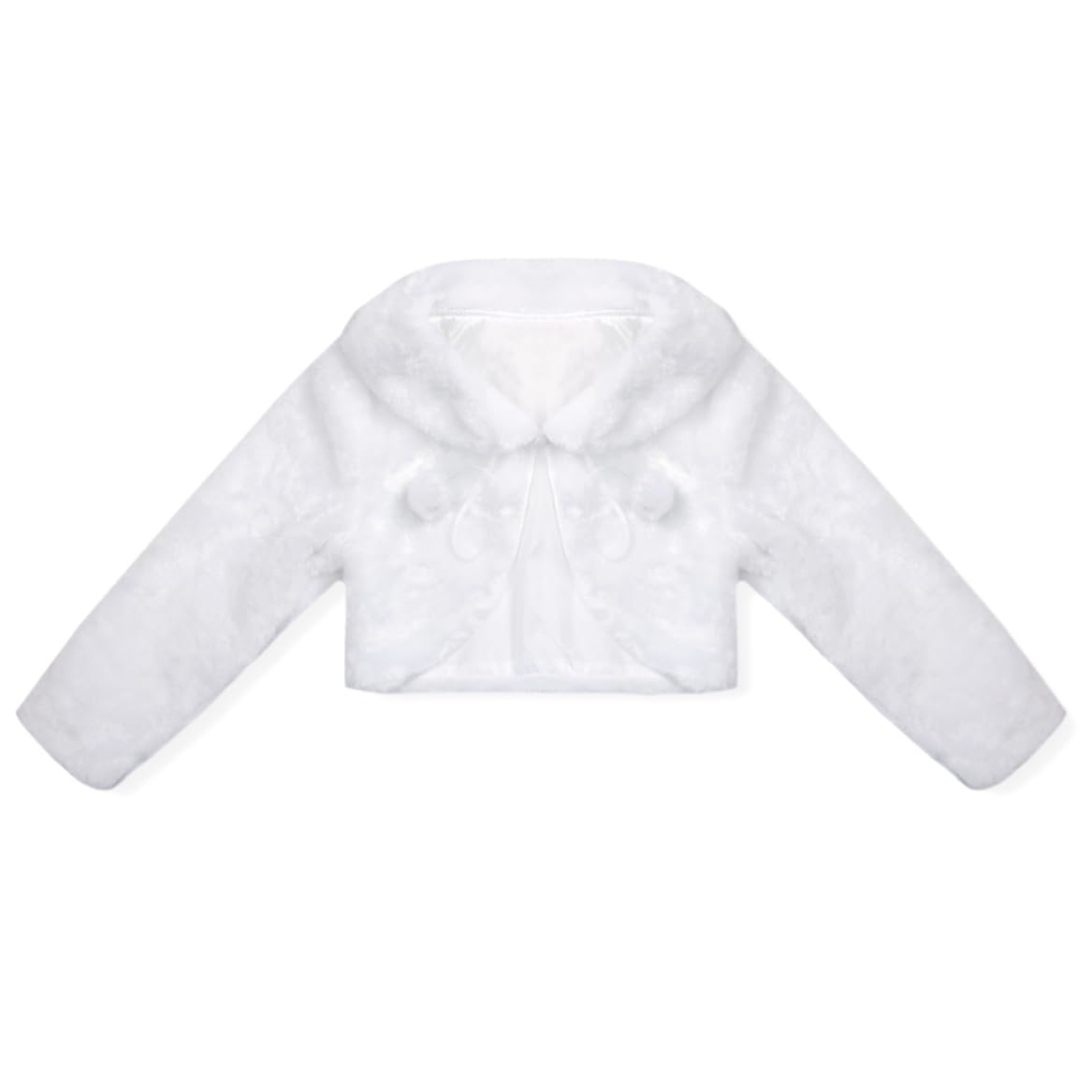 Lorilida Baby Girls Faux Fur Bolero Jacket - Princess Bridesmaid Long Sleeve Cardigan for Wedding Party Dresses - Perfect for Special Occasions, Photo Shoots & Formal Events
