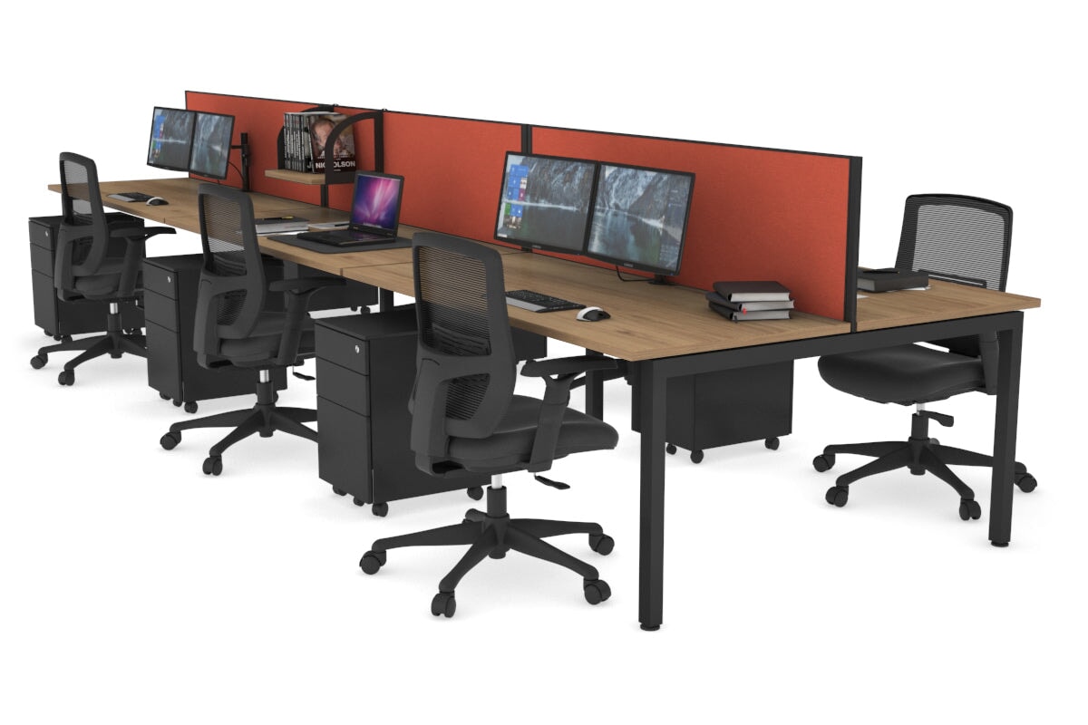 Quadro Square Legs 6-Person Office Workstation Desk [1600L x 700W] - Perfect for Team Collaboration & Open Office Spaces