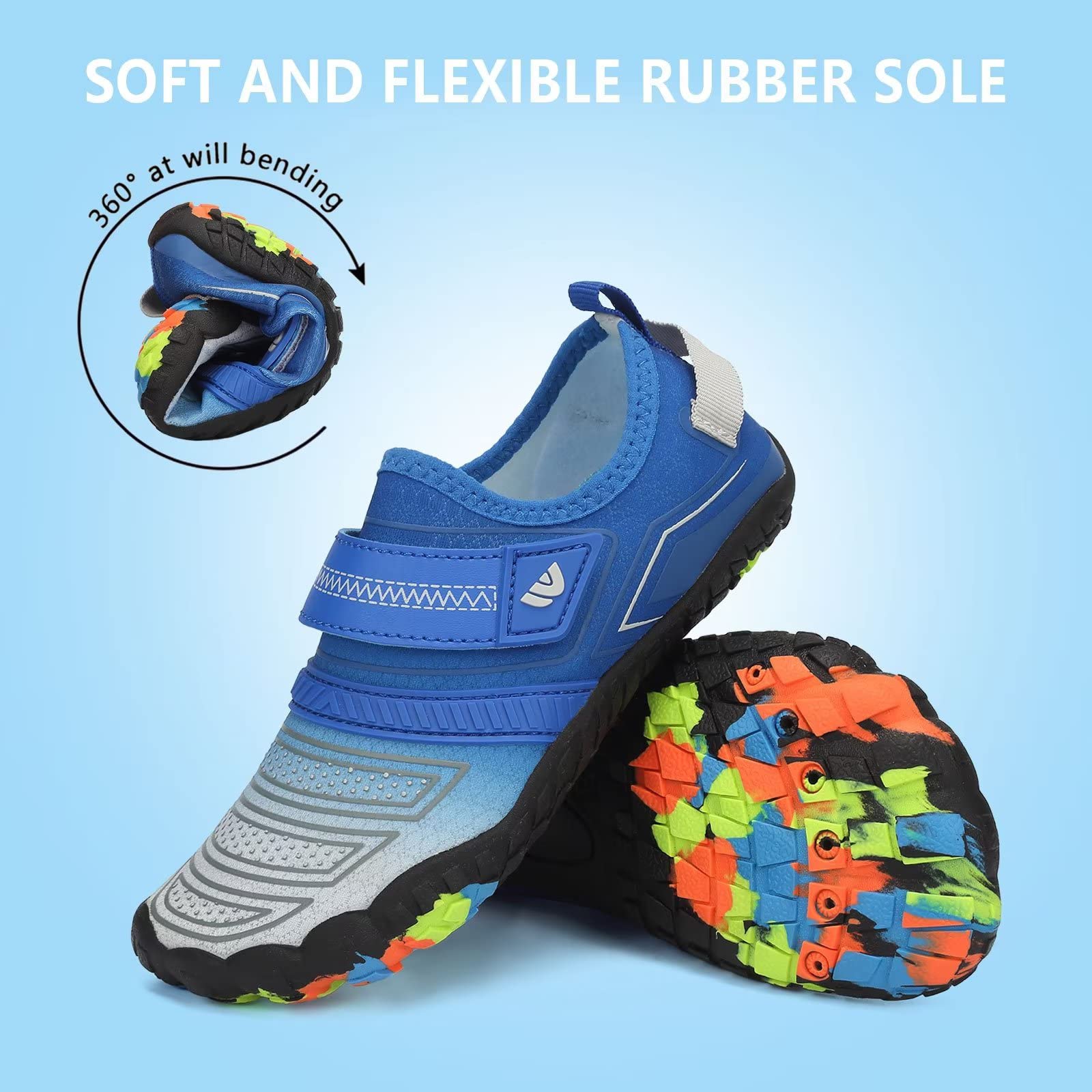 **Boys & Girls Water Shoes - Lightweight Comfortable Sole for Easy Walking & Swimming - Athletic Slip-On Aqua Socks (Toddler/Kids) - Perfect for Beach, Pool & Water Sports**