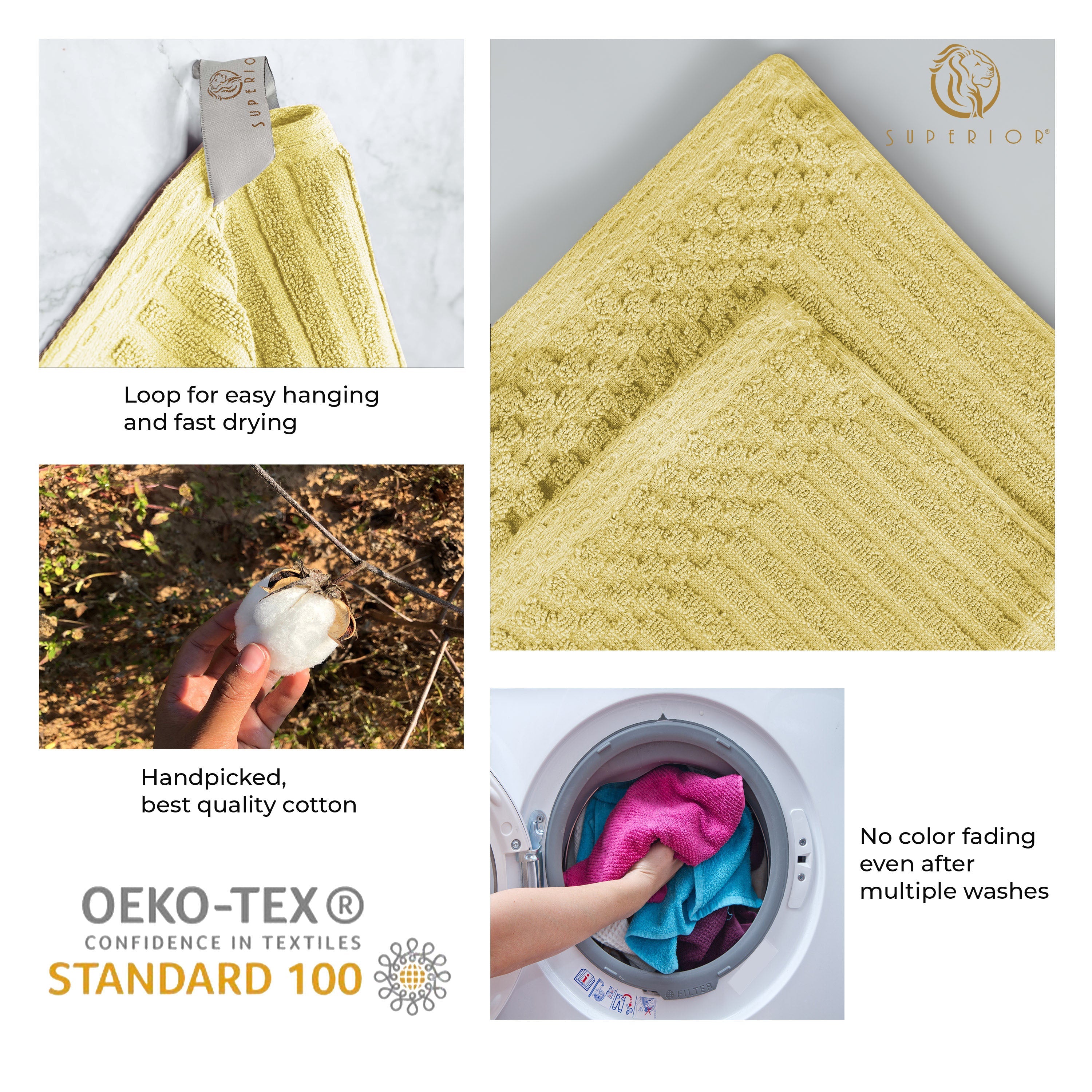 Premium Soho Ribbed Textured Cotton Bath Towel Set - Ultra Absorbent & Quick Dry Hand & Bath Towels for Spa, Gym & Luxury Home Use