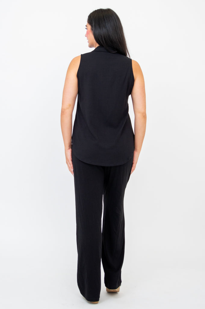 Breathable Linen Bamboo Hula Tank Top for Women - Black | Comfortable & Stylish for Yoga, Beach, and Summer Outfits