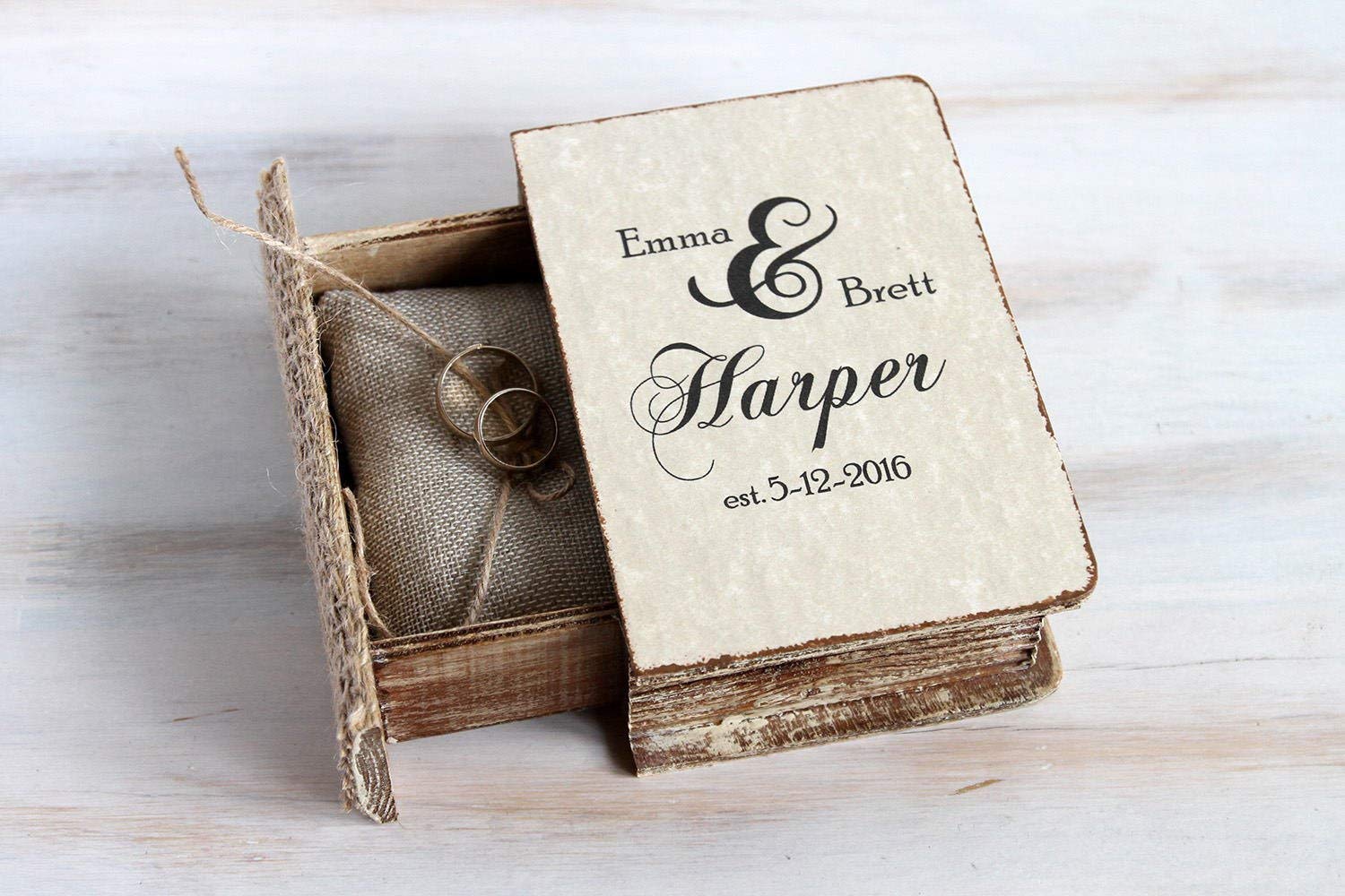 Personalized Wedding Ring Box - Custom Engraved Ring Bearer Box for Ceremonies - Elegant Ring Holder & Engagement Gift Box - Perfect for Weddings, Proposals & Vow Renewals
