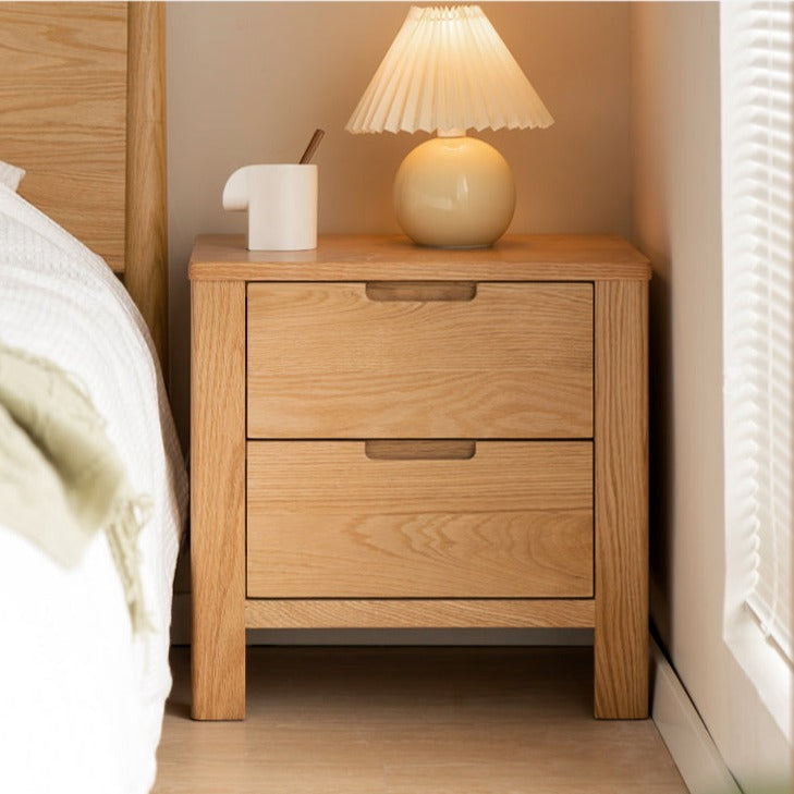 Solid Oak Wood Nightstand with Drawer - Rustic Bedside Table for Bedroom, Living Room & Office - Durable & Stylish Furniture for Home Decor